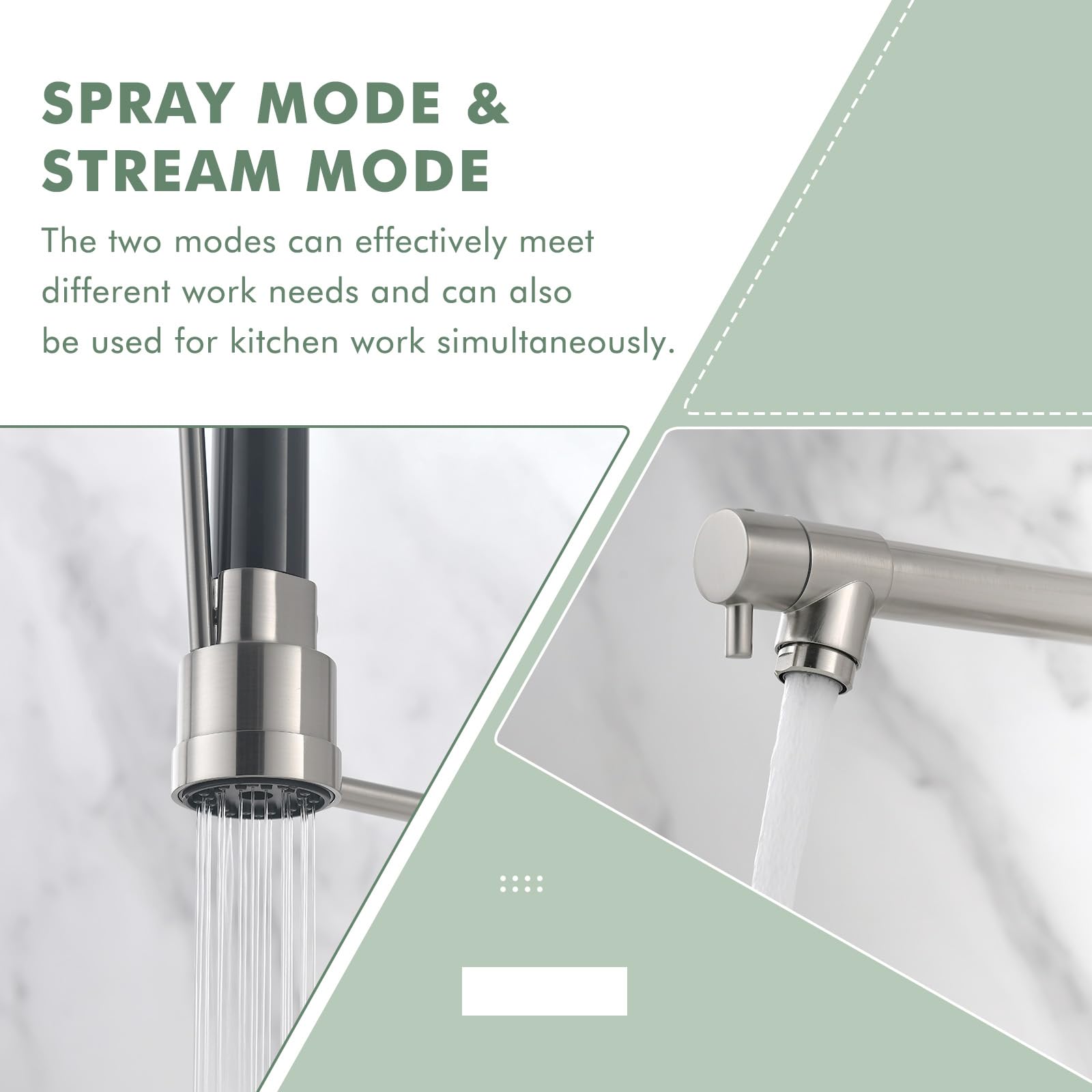 Gimili Kitchen Faucet With Pull Down Sprayer Commercial Kitchen Faucet Double-Headed Single Handle Spring Stainless Steel Brushe