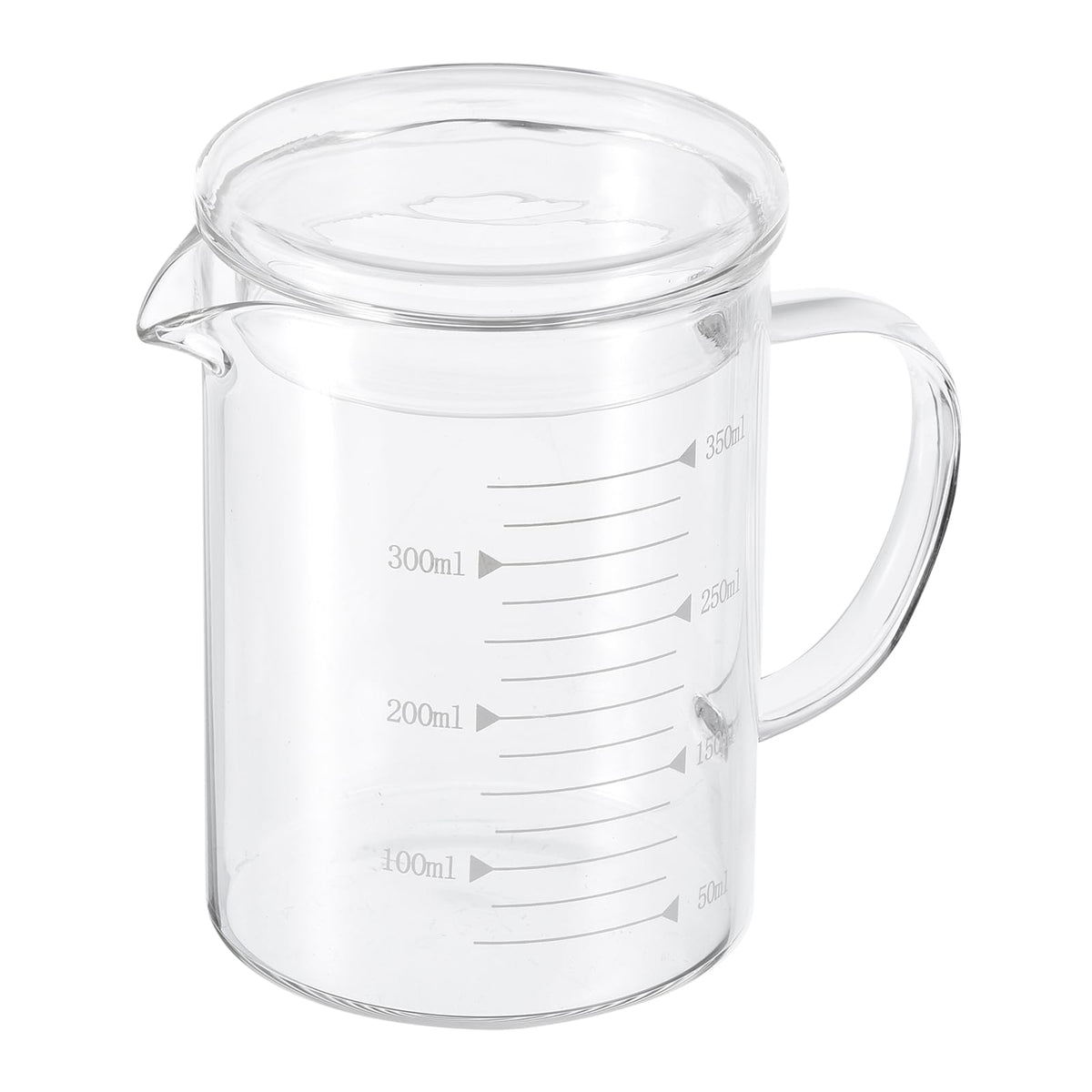 Patikil 350Ml Glass Measuring Cup, 3.3 Borosilicate Glass Graduated White Printed Scale Liquid Measure Cups Beaker With Glass Li