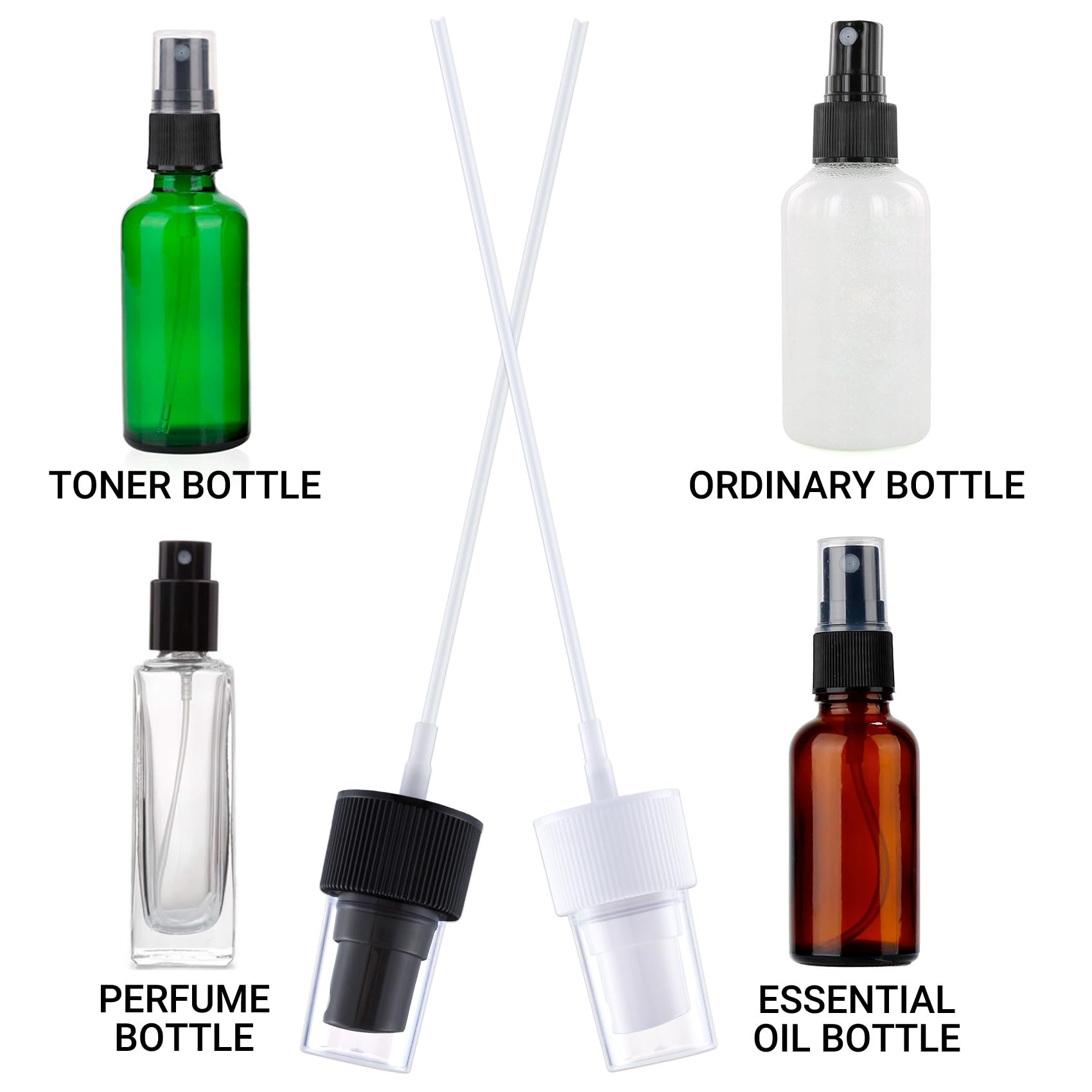 Winsyison 8Pcs Fine Mist Sprayer Caps, Plastic Spray Bottle Nozzle, Nozzle Tops Replacement For Cleaning Solutions- White & Blac