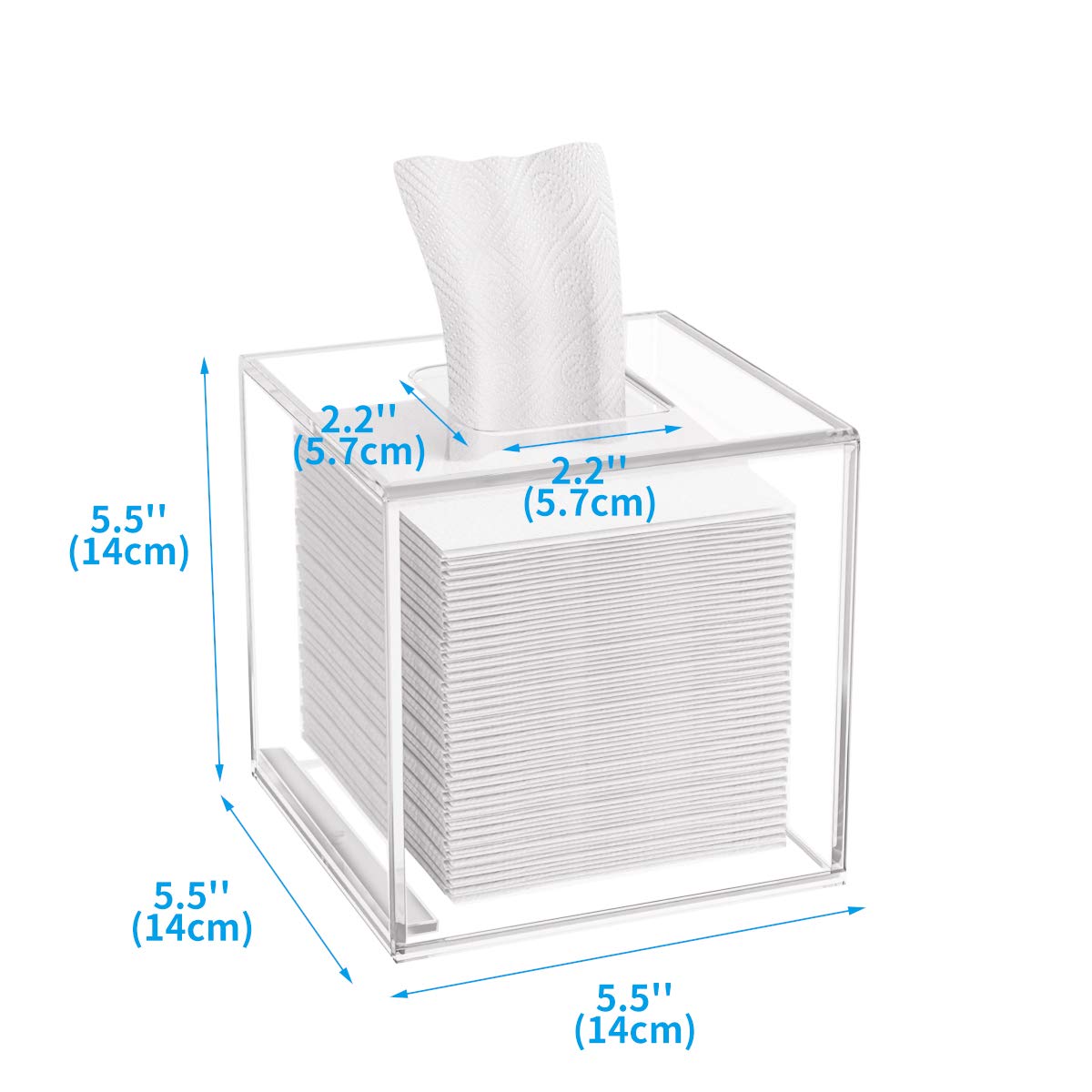 Hiimiei Acrylic Tissue Box Cover 5.4X5.4X5.4 ' ' Clear Tissue Holder Napkin Dispenser For Home Office Restaurant-Clear