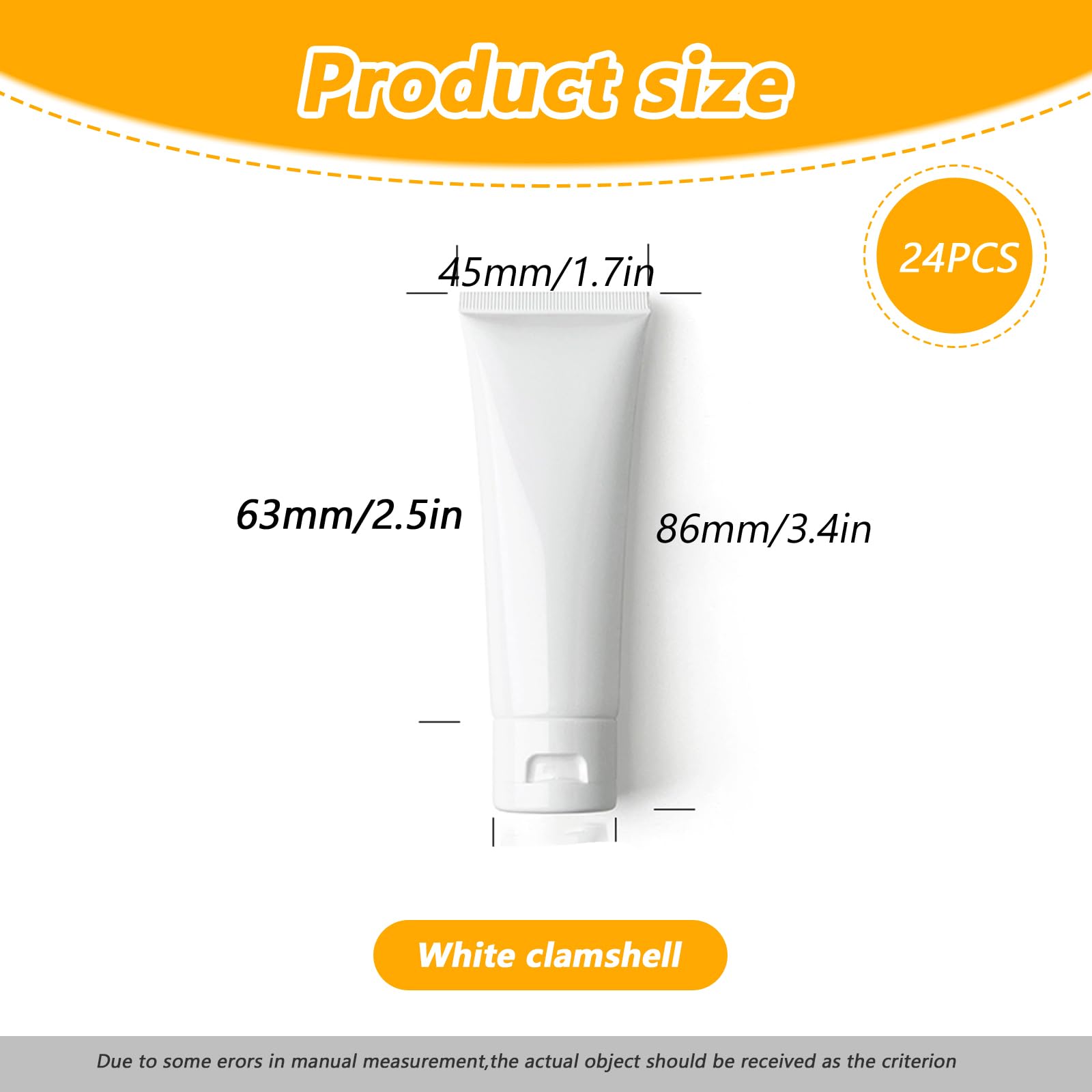 24PCS 30ML/1oz Empty Refillable Cosmetic Squeeze Tube Bottle Containers Jars Pot With Flip Cap For Makeup Shampoo Facial Cleanse