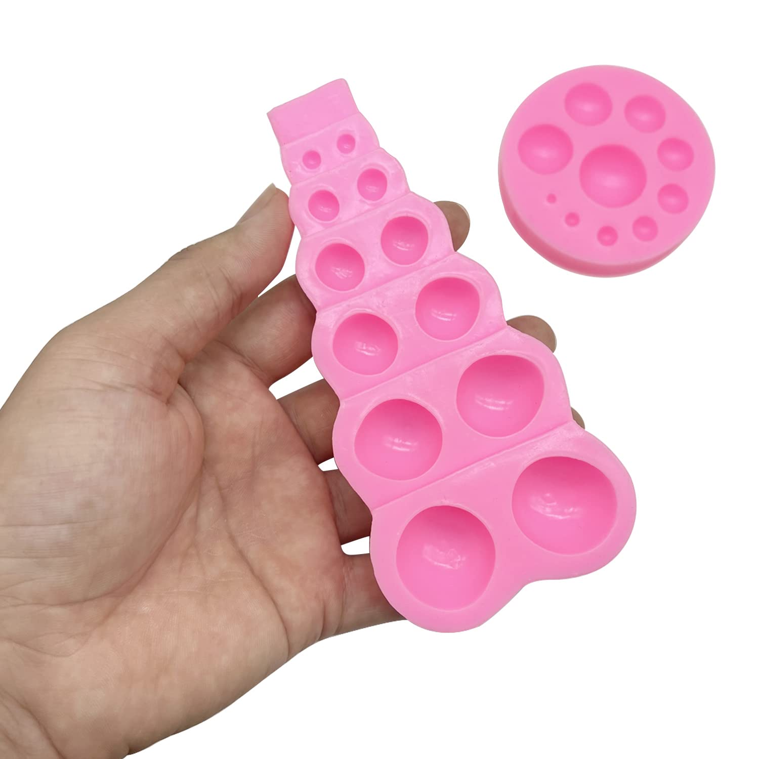 Woohome 3D Pearl Fondant Mold 3D Half Round Pearl Fondant Silicone Molds Semi Sphere 3D Chocolate Molds For Chocolate, Fondant C