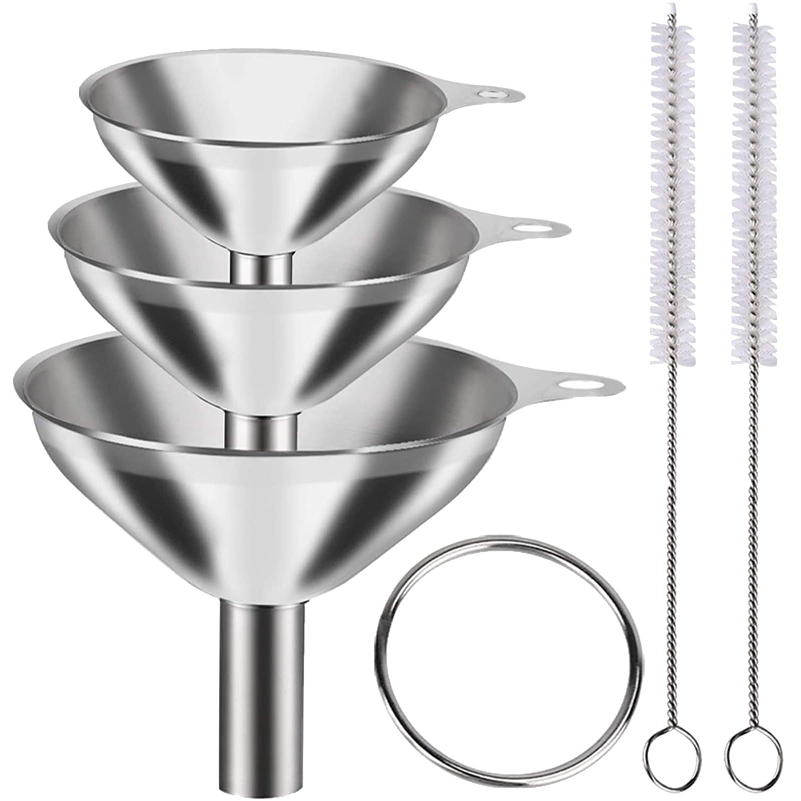 Restynic Mini Stainless Steel Funnel Set for Small Bottles, 3 Sizes