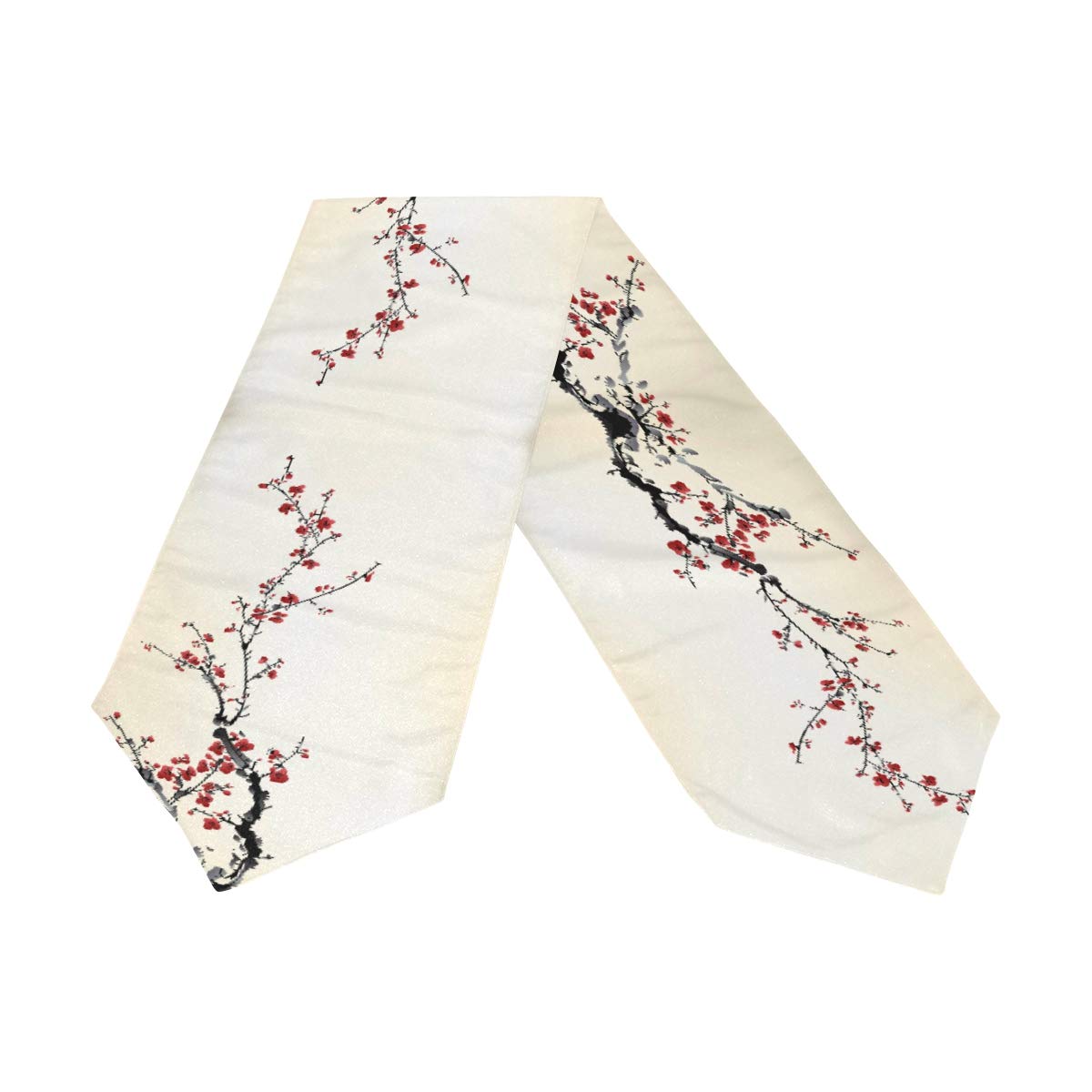 Woor Double-Sided Spring Japanese Cherry Blossom Sakura Tree Table Runner 13 X 90 Inches Long,Table Cloth Runner For Wedding Par