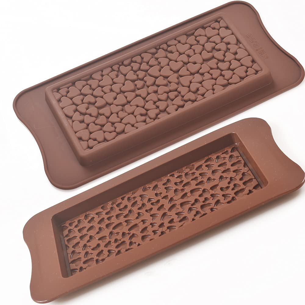 Ionegg Break Apart Silicone Chocolate Molds, Heart Shape Chocolate Bar Molds, Homemade Protein And Energy Bar Molds, 4 Packs