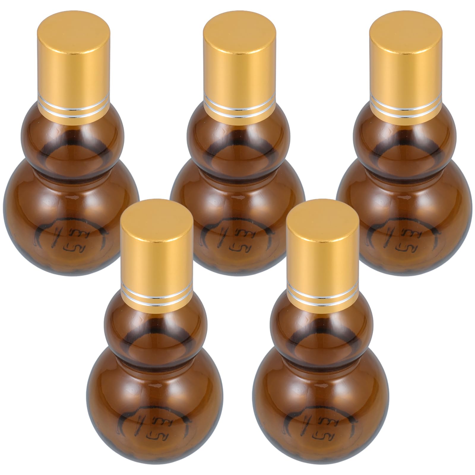 Beaupretty Roll on Essential Oil Bottles 5 Pack Amber Glass Refillable Roller Bottles for Perfume Oils Cosmetics Travel Work Par