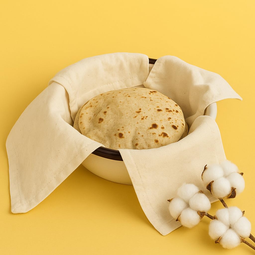 Clarkia 1 Piece Cotton Double Layer Roti Wrap With Flaps  Muslin Cloth For Chapati And Hot Case Kitchen  Roti Cloth