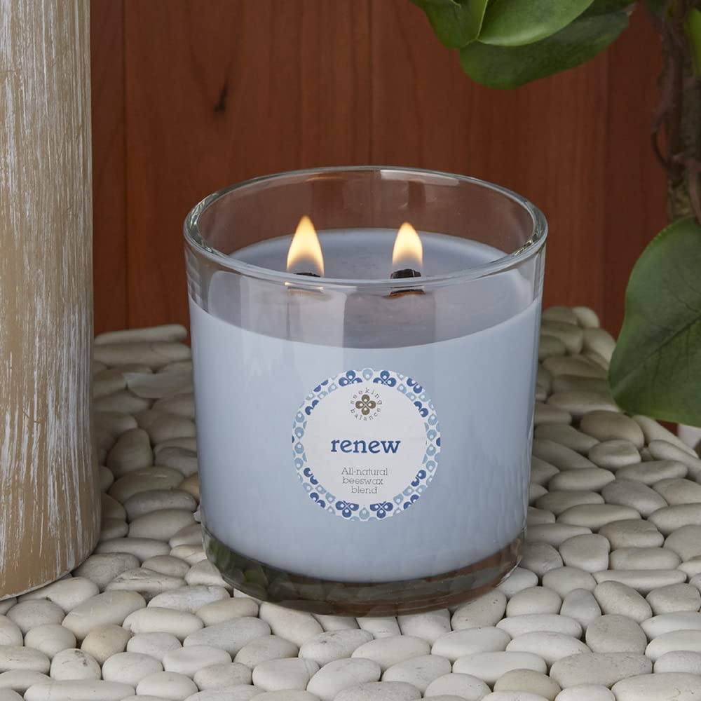 Root Candles Seeking Balance Wood Wick Spa Candle Aromatherapy Candles, 12-Ounce, Renew: Sea Cypress & Cedar Leaf