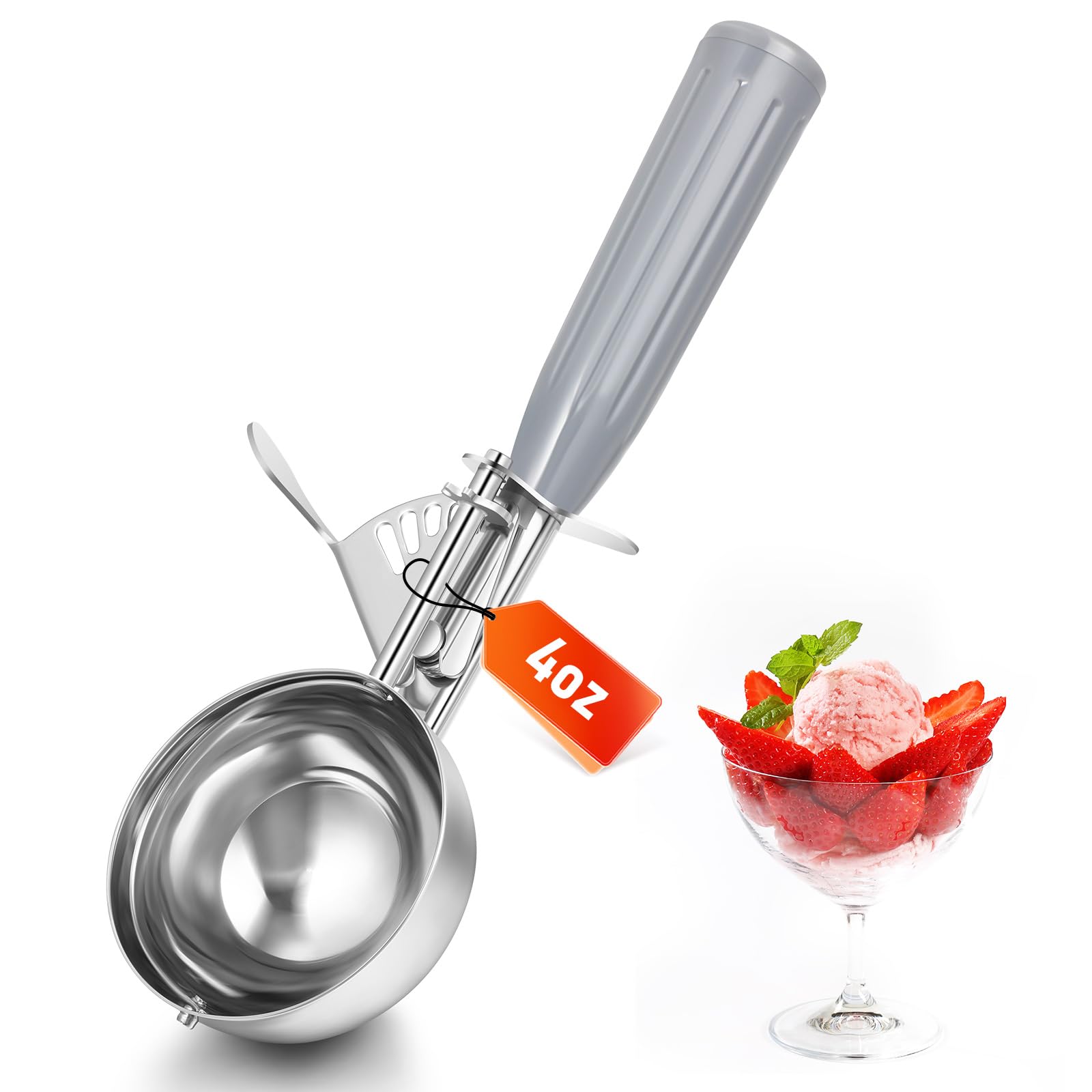 Reallnaive 1 Pcs Release Cookie Scoops Ice Cream Scooper with Trigger Release Portion Scoop Stainless Steel for Portion Control,
