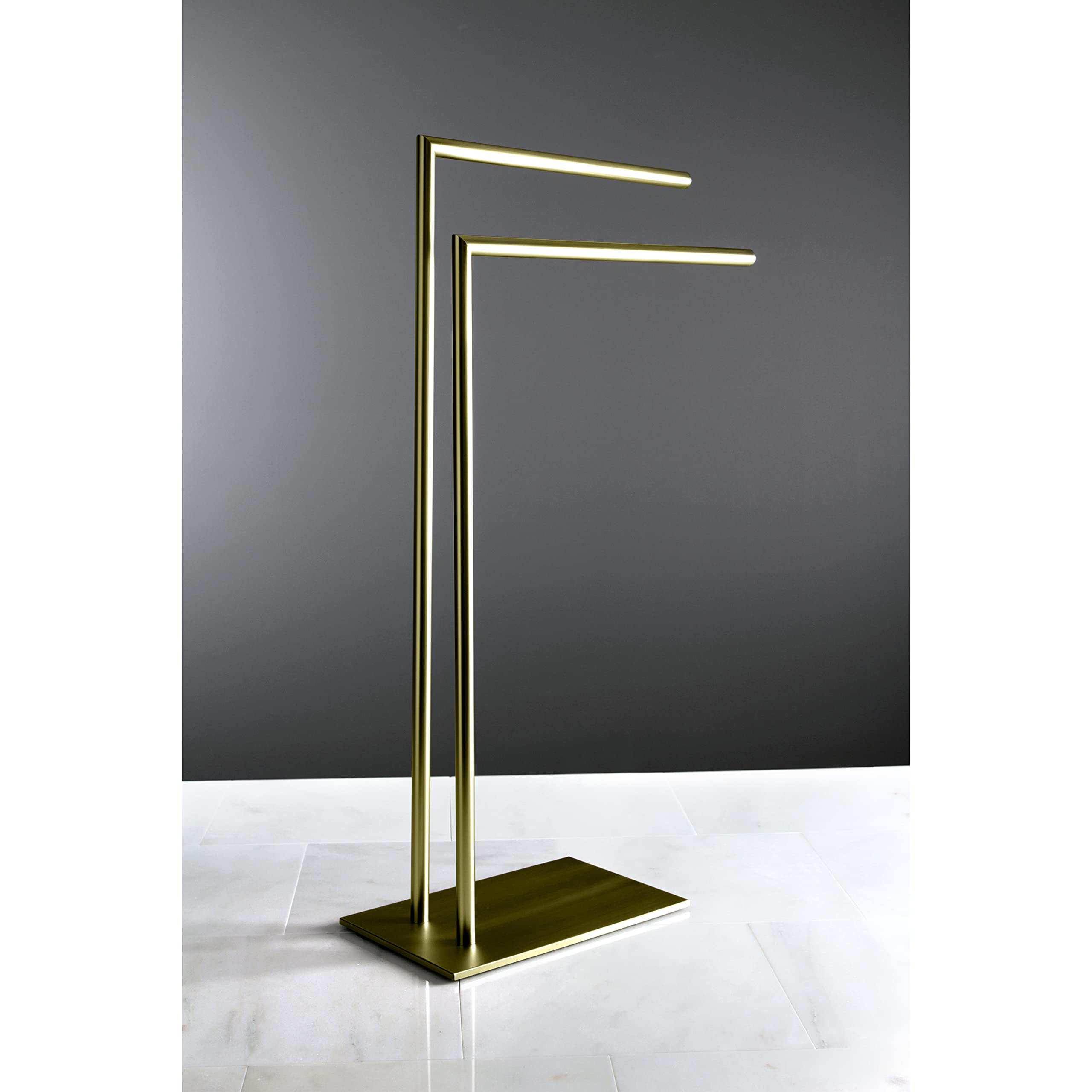 Kingston Brass Scc8327 Edenscape Freestanding Dual -Towel Rack, Brushed Brass