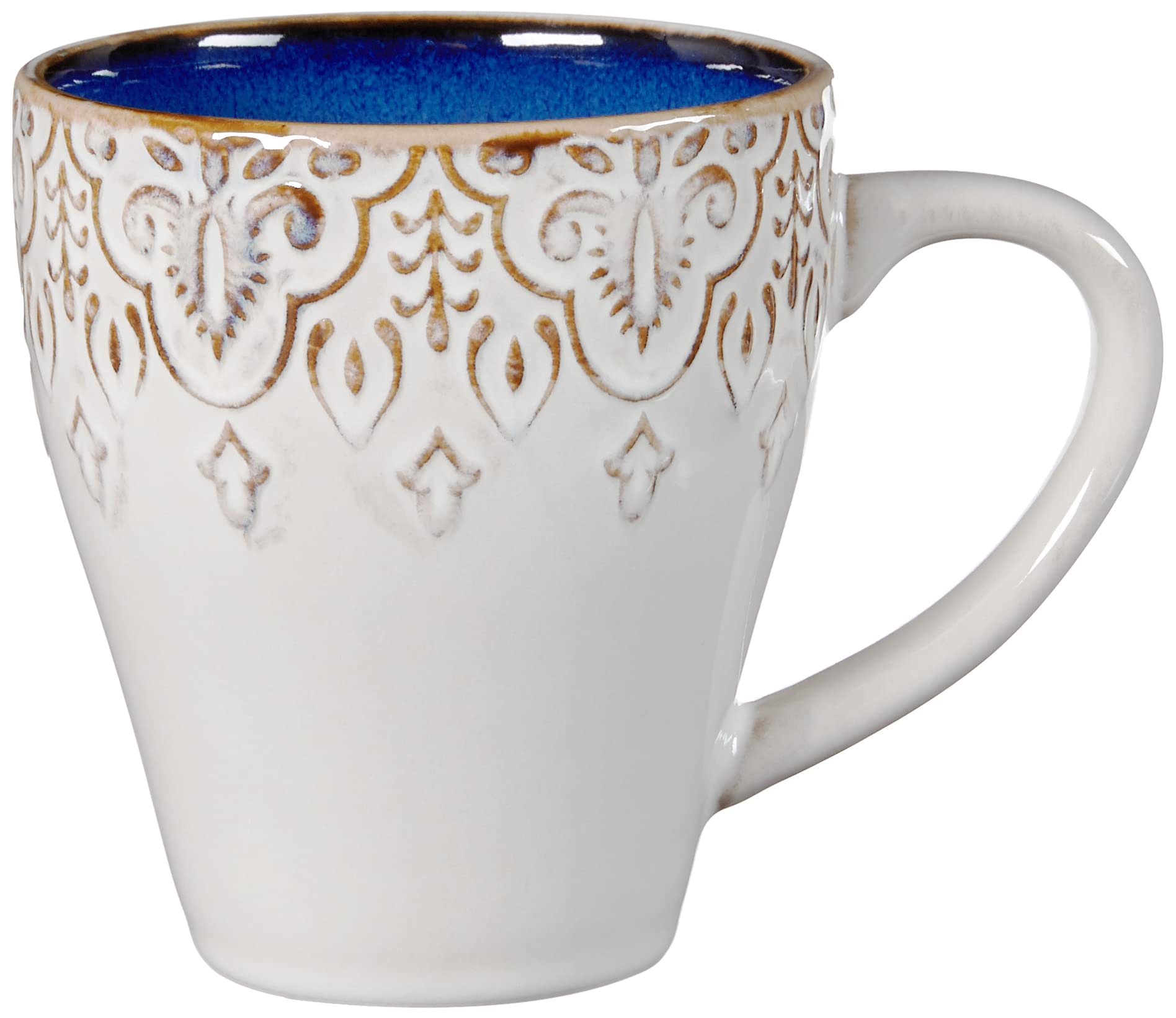 American Atelier Round Dinnerware Sets | Blue Kitchen Plates, Bowls, and Mugs | 16 Piece Stoneware Granada Collection | Dishwash