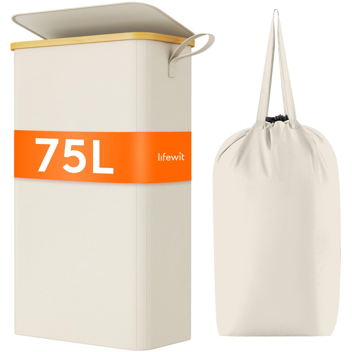 Lifewit Lifewit 75L Slim Laundry Hamper With Lid, Narrow Laundry Basket With R ...