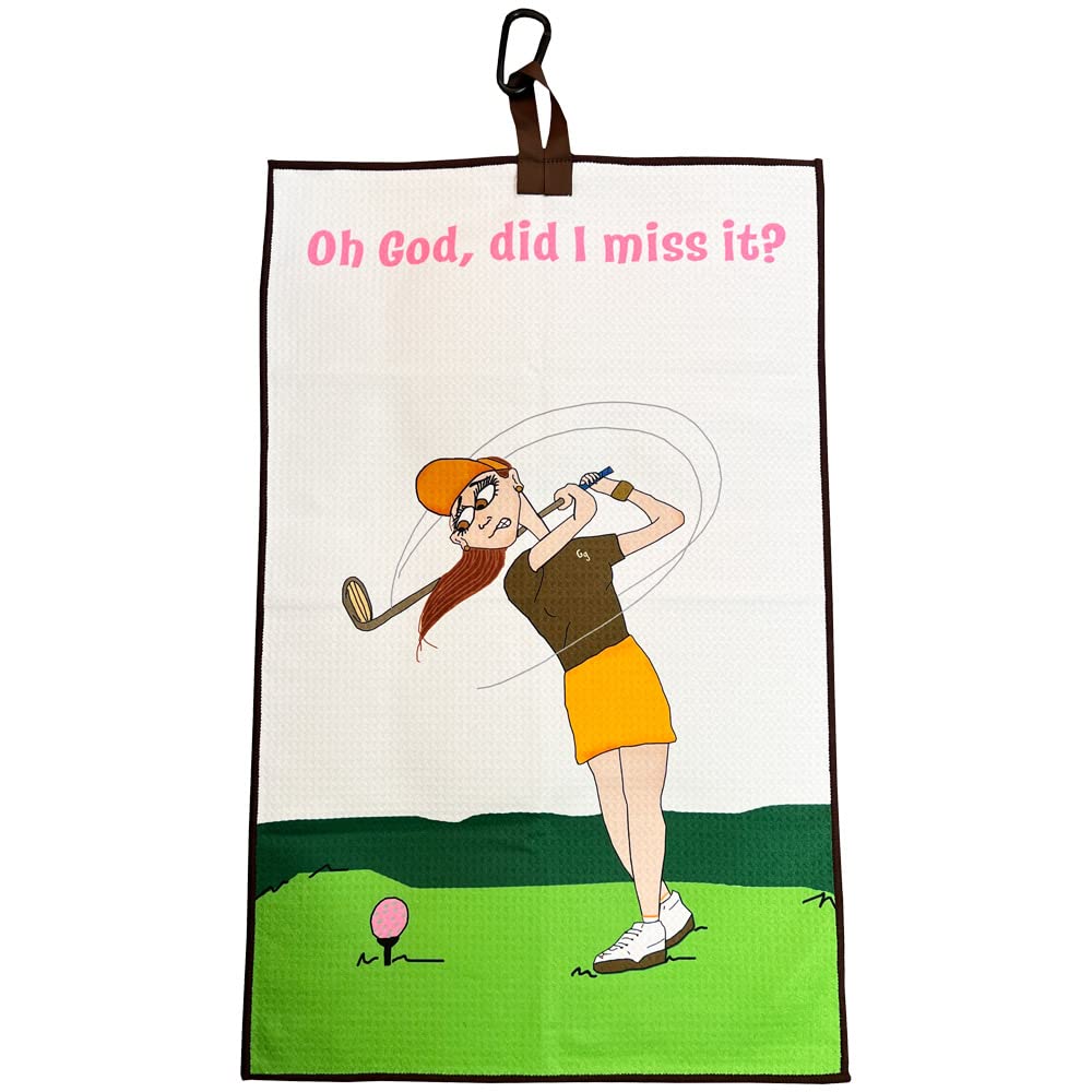 Giggle Golf Did I Miss It Waffle Golf Towel  Funny Golf Towel For Women