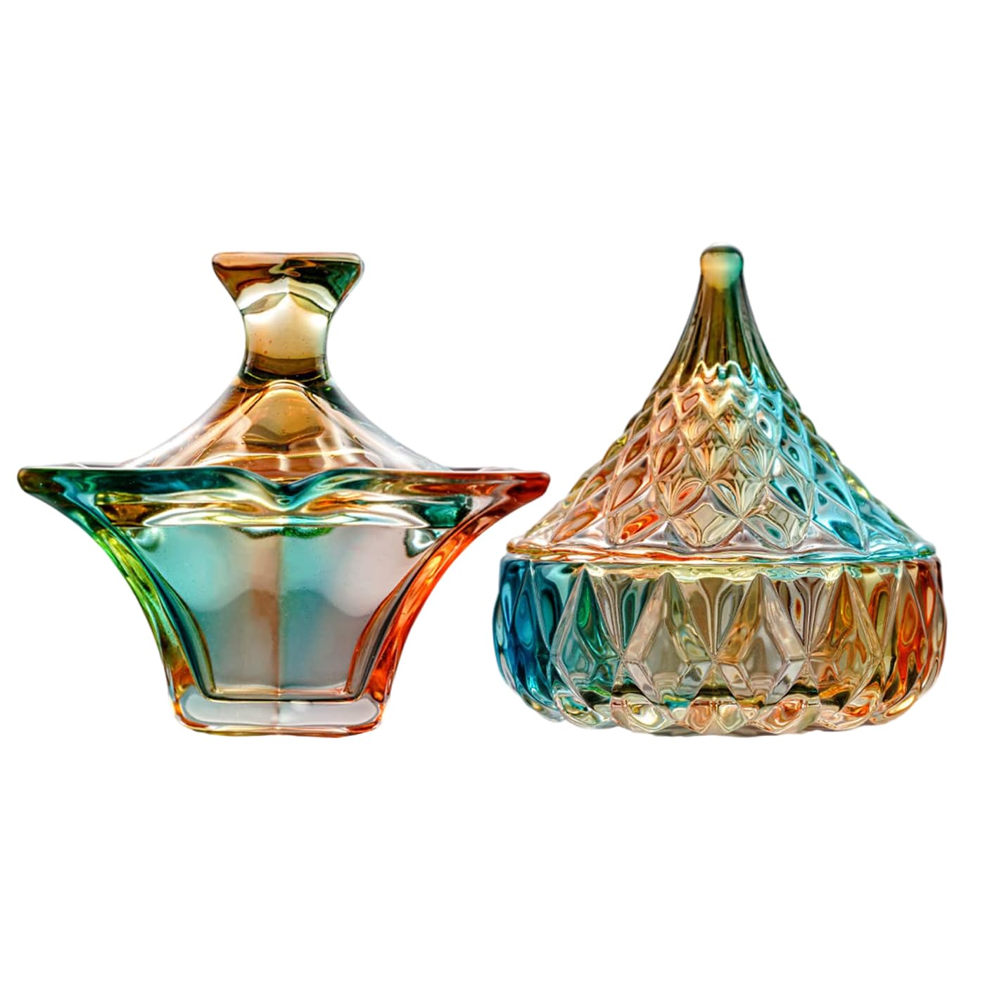 Zuoluo 2Pack Crystal Glass Nail Cup For Liquid And Powder With Lids Colorful Nail Holder Small Nail Jars Rainbow Nail Dish Dappe