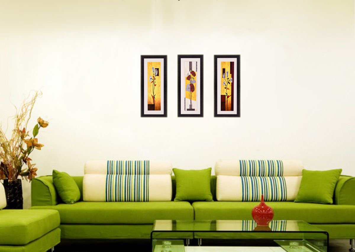 Ecraftindia Satin Matt Texture Synthetic Wood Art Painting (18 Cm X 41 Cm, Set Of 3, C3Fpb2117)