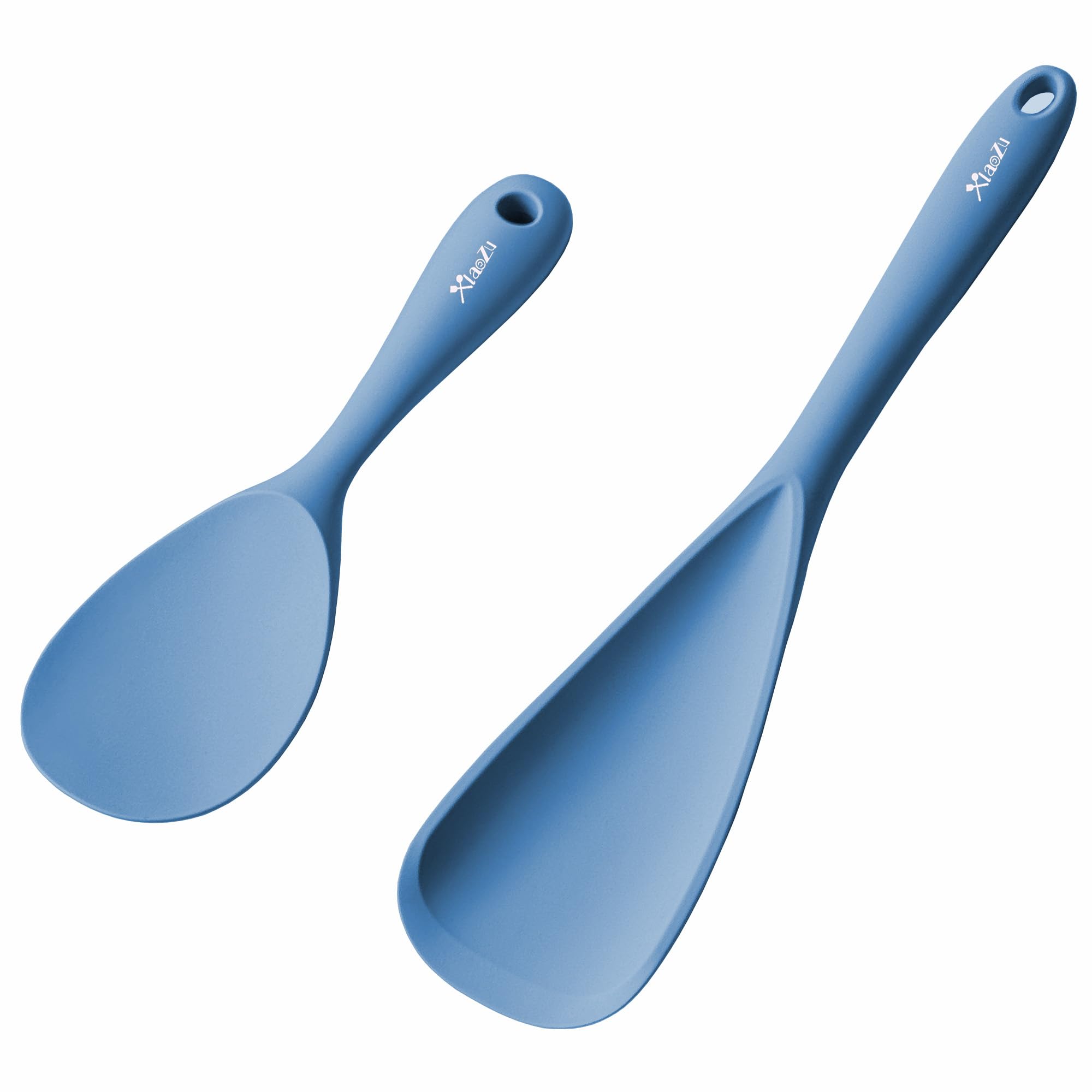 Silicone Cooking Spoon & Rice Scooper for Nonstick Cookwares, Starry Blue
