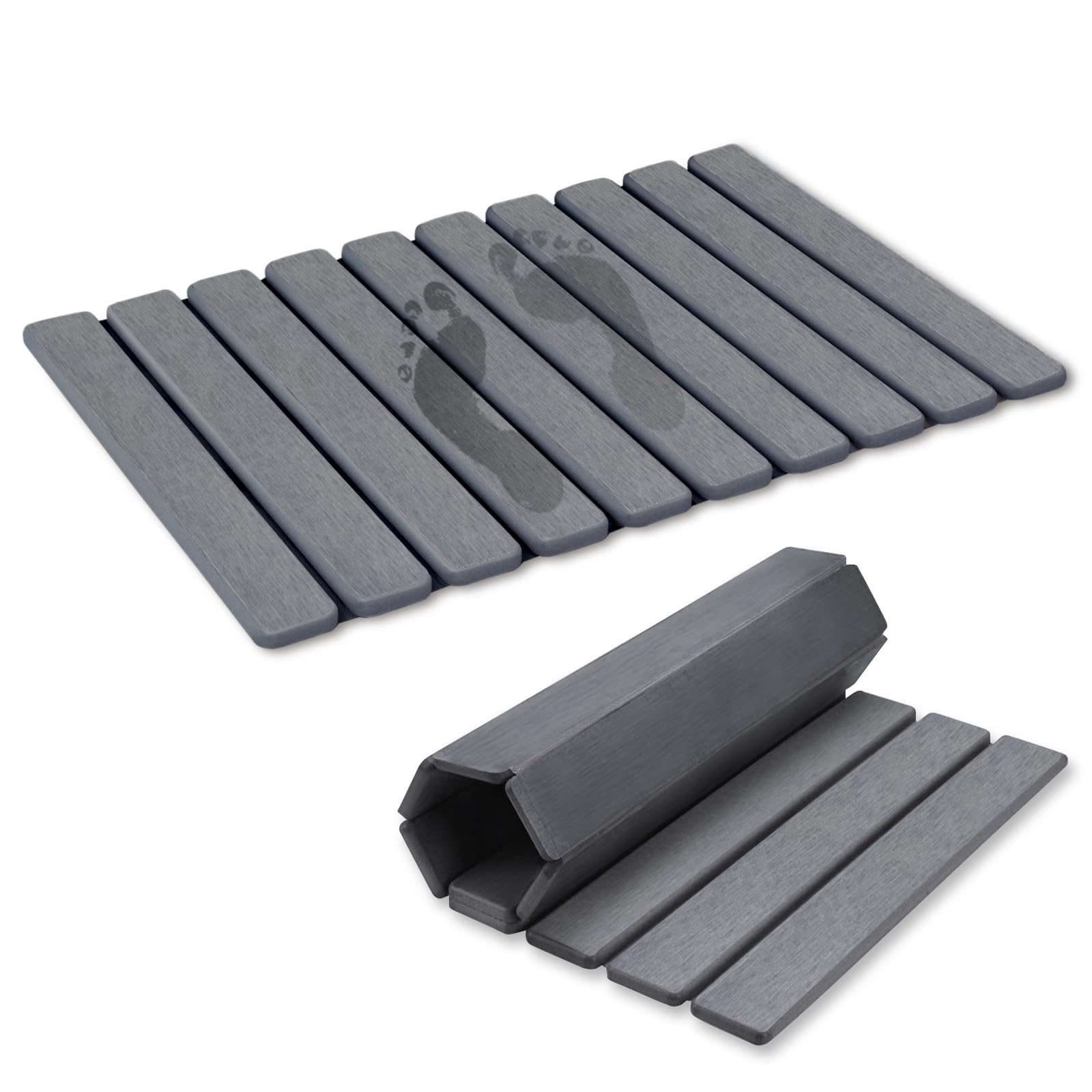 Revid Foldable Stone Bath Mats for Bathroom, 24(L)  16(W) Absorbent Diatomaceous Earth Bath Mat, Non-Slip Quick Dry Bath Mat, Da
