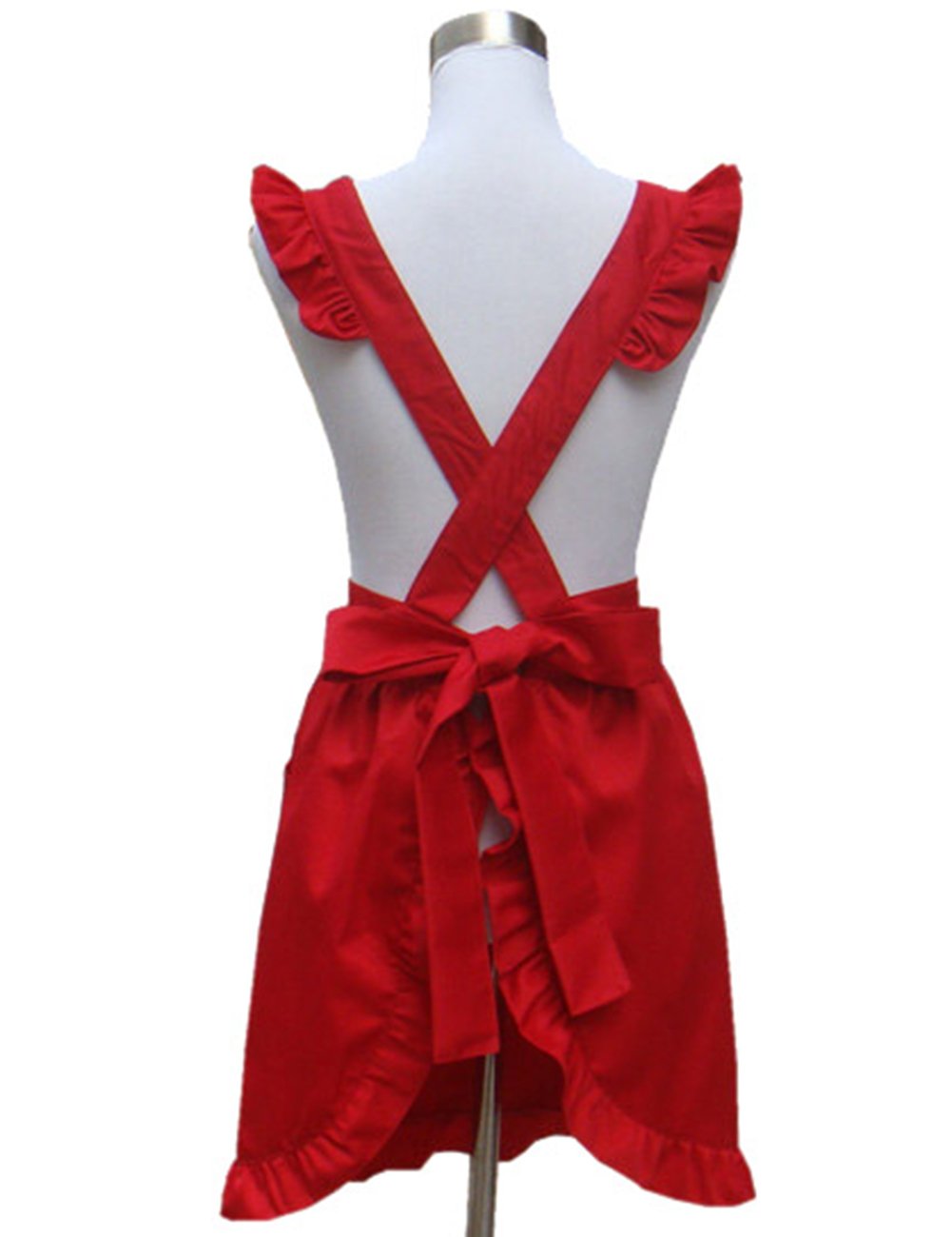 Hyzrz Lovely White Retro Ladys Aprons For Womens Cake Kitchen Fashion Cook Apron Chic With Pockets For Gift Chic 100% Cotton (Re
