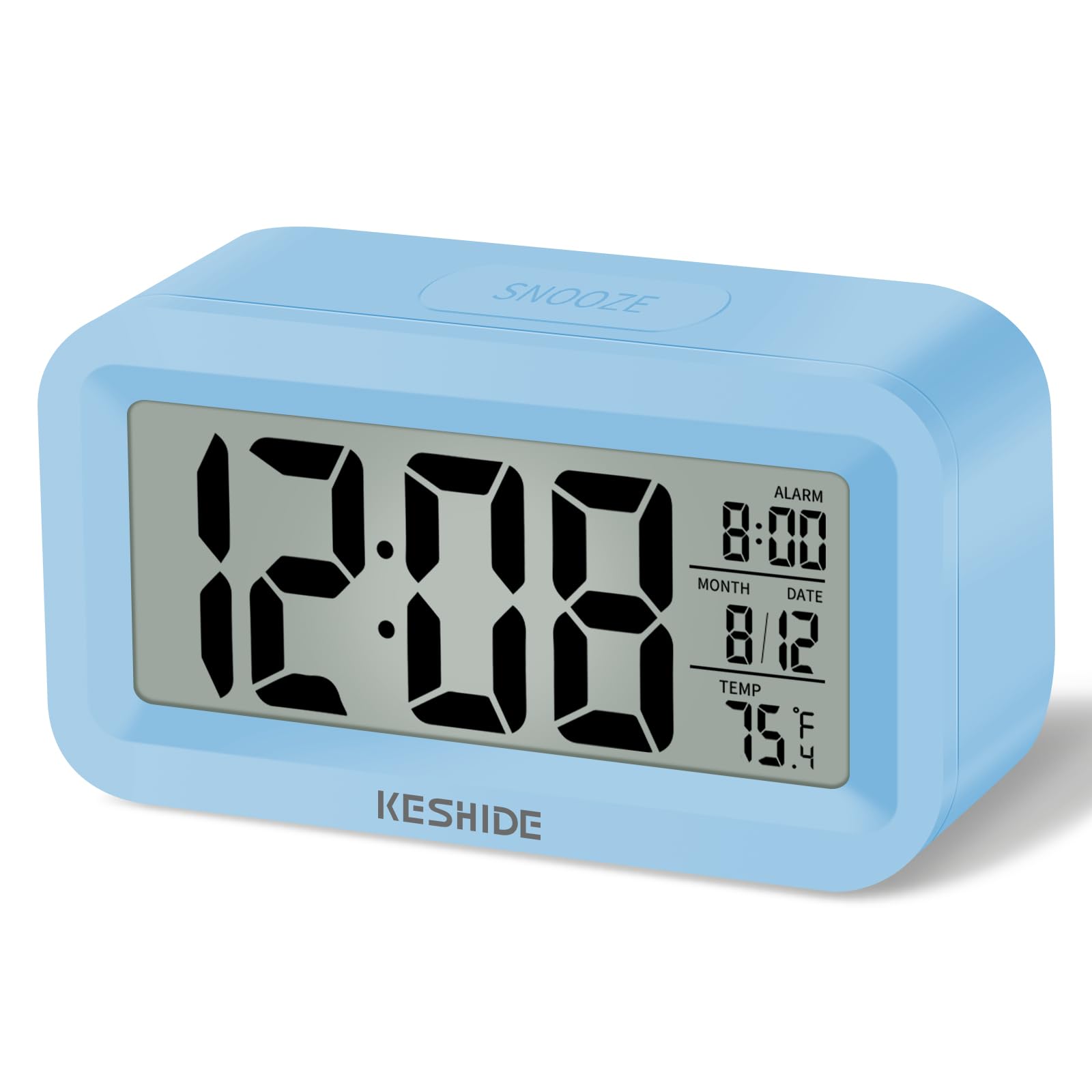 Keshide Travel Digital Alarm Clock Battery Operated With Indoor Temperature, Desk Small Clock,Snooze Model,12/24H Display For Be