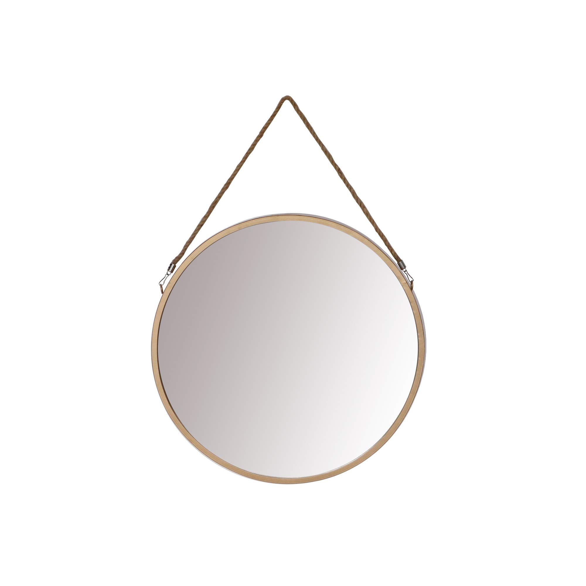 The Urban Port Round Metal Frame Wall Mirror with Hanging Rope
