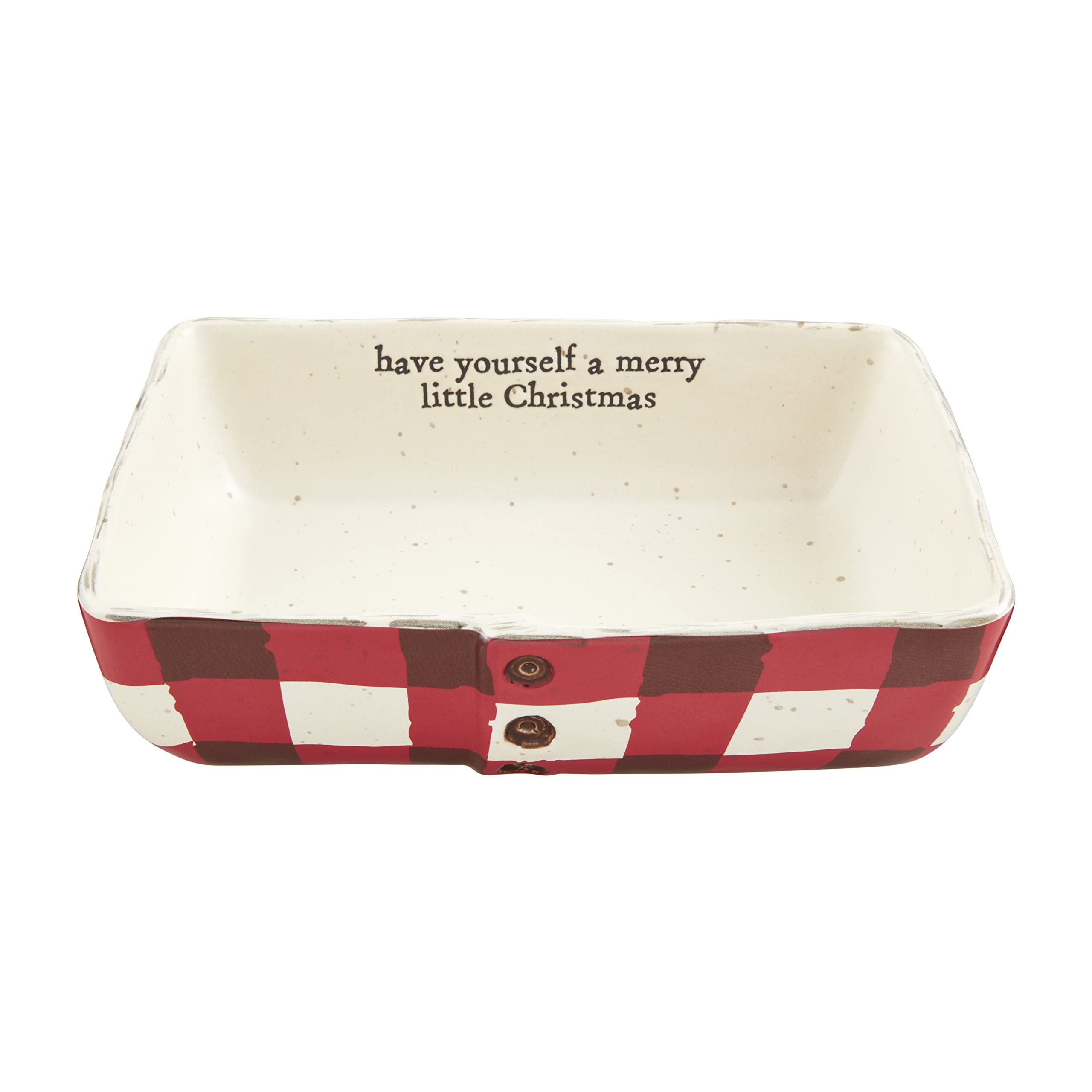 Mud Pie Red Plaid Baker, 6 x 8 1/2