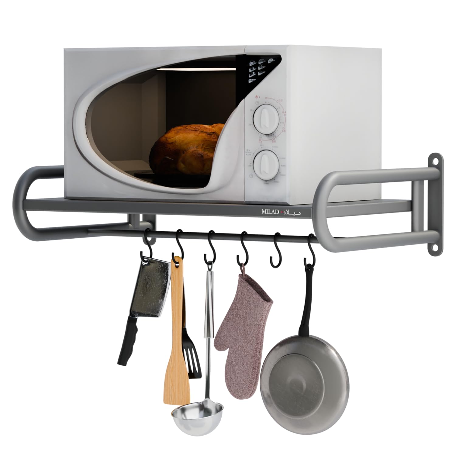 Saifix Metal Microwave Oven Stand For Kitchen | Wall Mounted Dish Rack | Pot Racks | Utensil Organiser | Printer Shelf | Fax Rac
