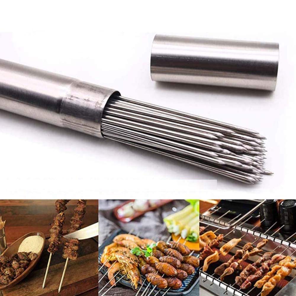 15   Kabob Skewers Metal Stainless Steel,Grill Sticks For Machine, Heavy Duty Shish Kebob Sticks,Reusable Bbq Skewers For Meat S