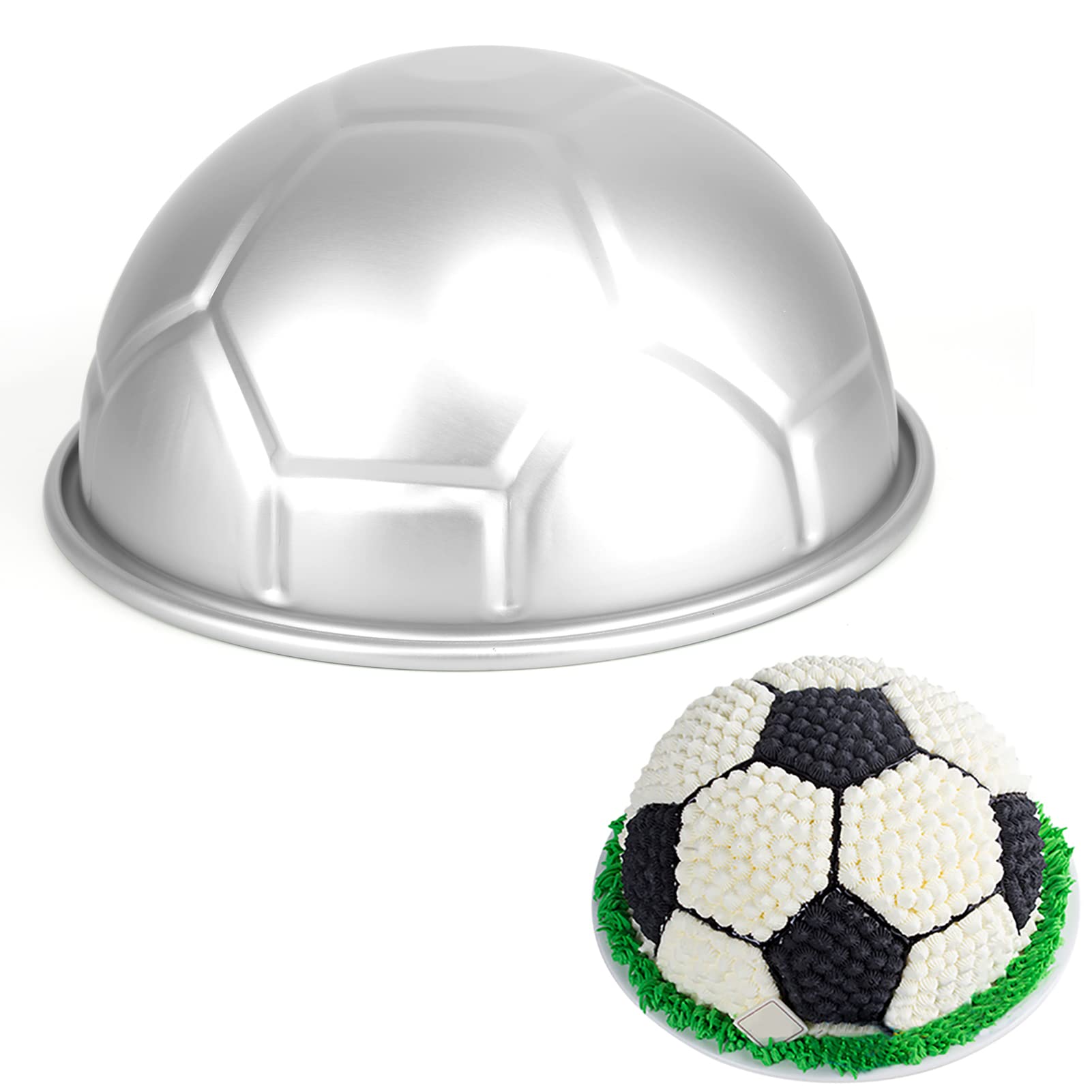 8 Inches Football Cake Pan, Soccer Cake Pan, Diy 3D Birthday Cake Pan, Aluminum Ball Cake Molds Nonstick Baking Tool