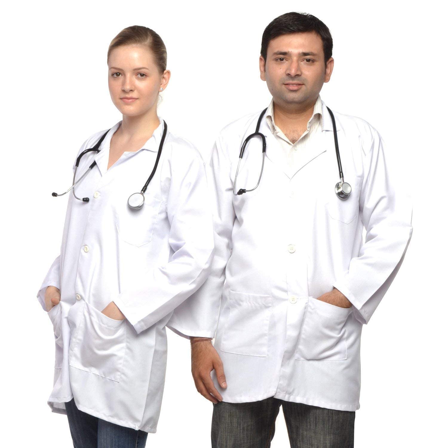 Shakuntla Full Sleeves Poly Cotton Lab Coat Apron For Doctors Medical Professionals Unisex (Pack Of 1)(Largesize)
