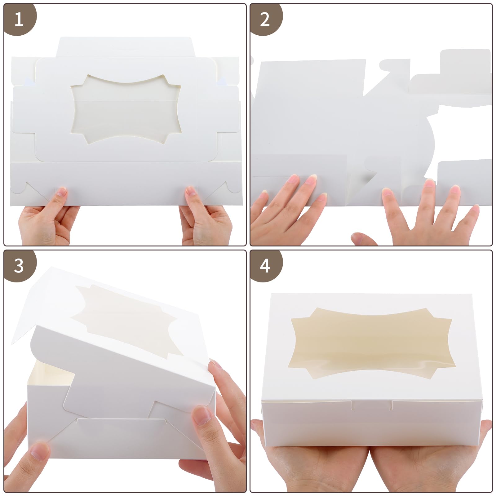 Tomnk 50Pcs Cookie Boxes, 8X6X2.5 Inches 2 Style Window Bakery Boxes For Treats, Chocolate Covered Strawberries, Muffins, Donuts