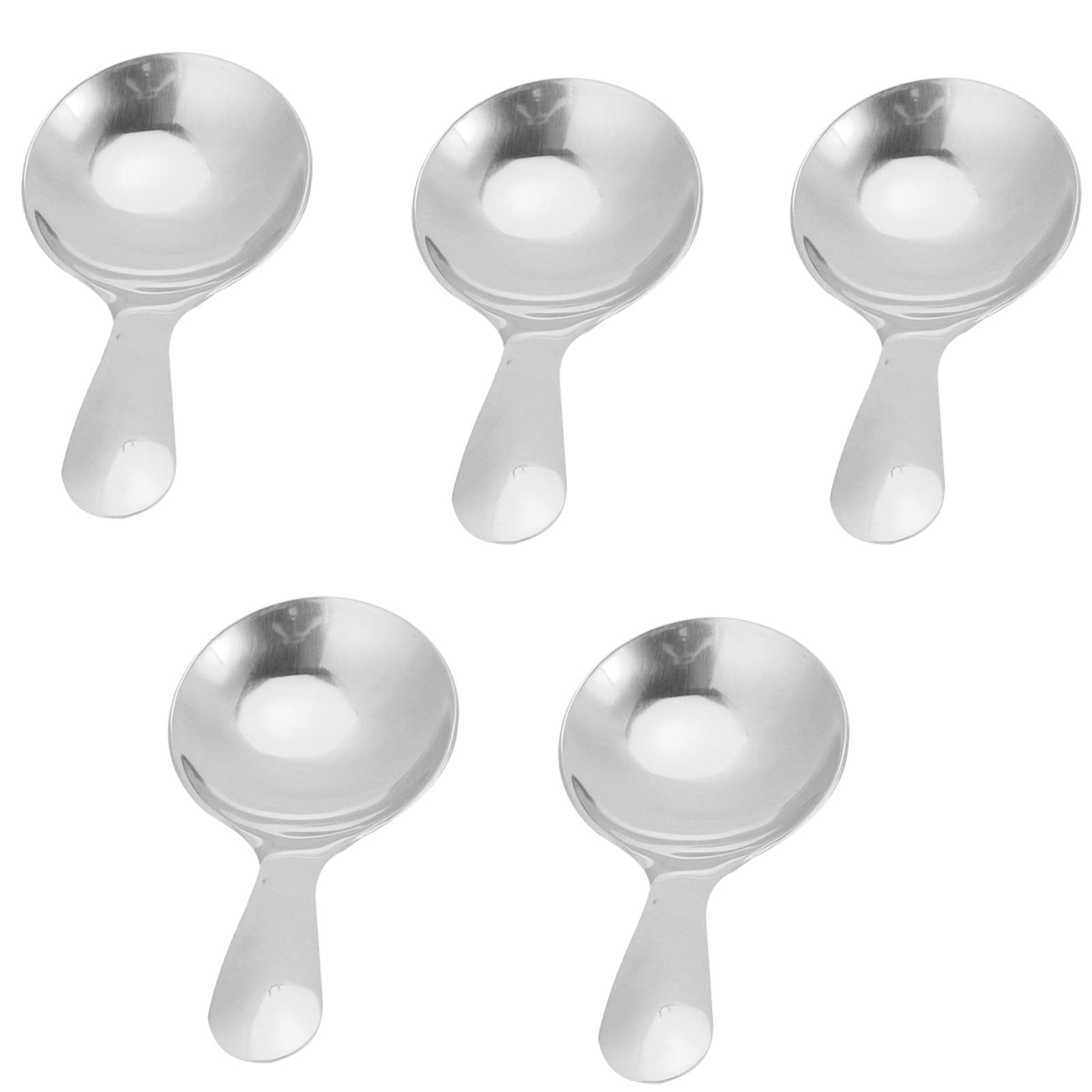 5Pcs Dessert Spoons 304 Stainless Steel Ice Cream Scoop Tea Spoon Soup Spoon Eating Short Spoon Kitchen Utensils (Silver)