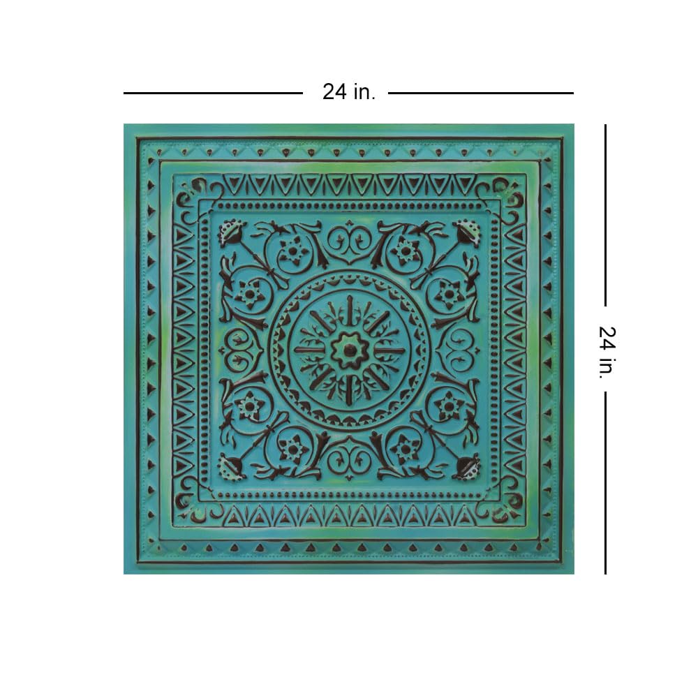From Plain To Beautiful In Hours 223 La Scala PVC 2  x 2  Glue-up or Lay-in Ceiling Tile (Covers / 300 sq.ft), Medieval Blue,75