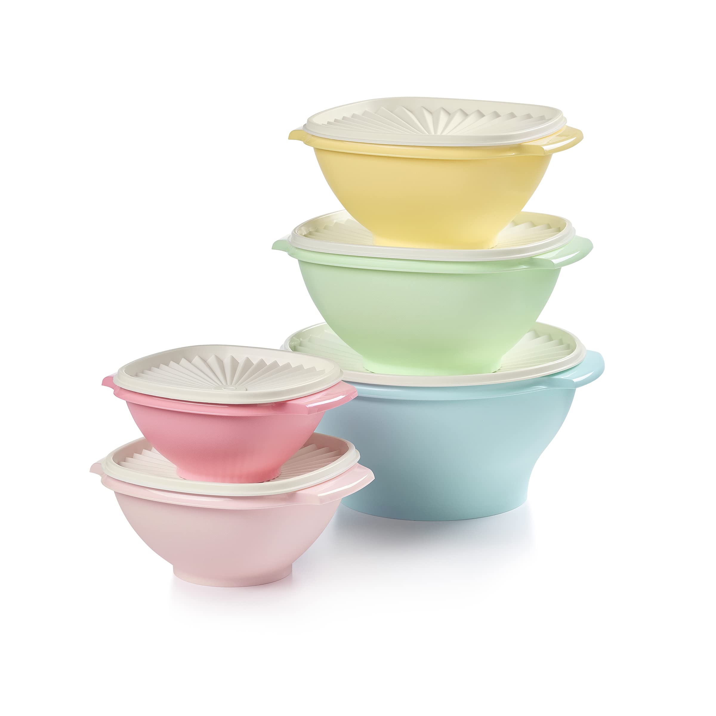 Tupperware Heritage Collection 5 Bowls + 5 Lids (10 Piece) Food Storage Container Set In Vintage Colors - Dishwasher Safe & Bpa