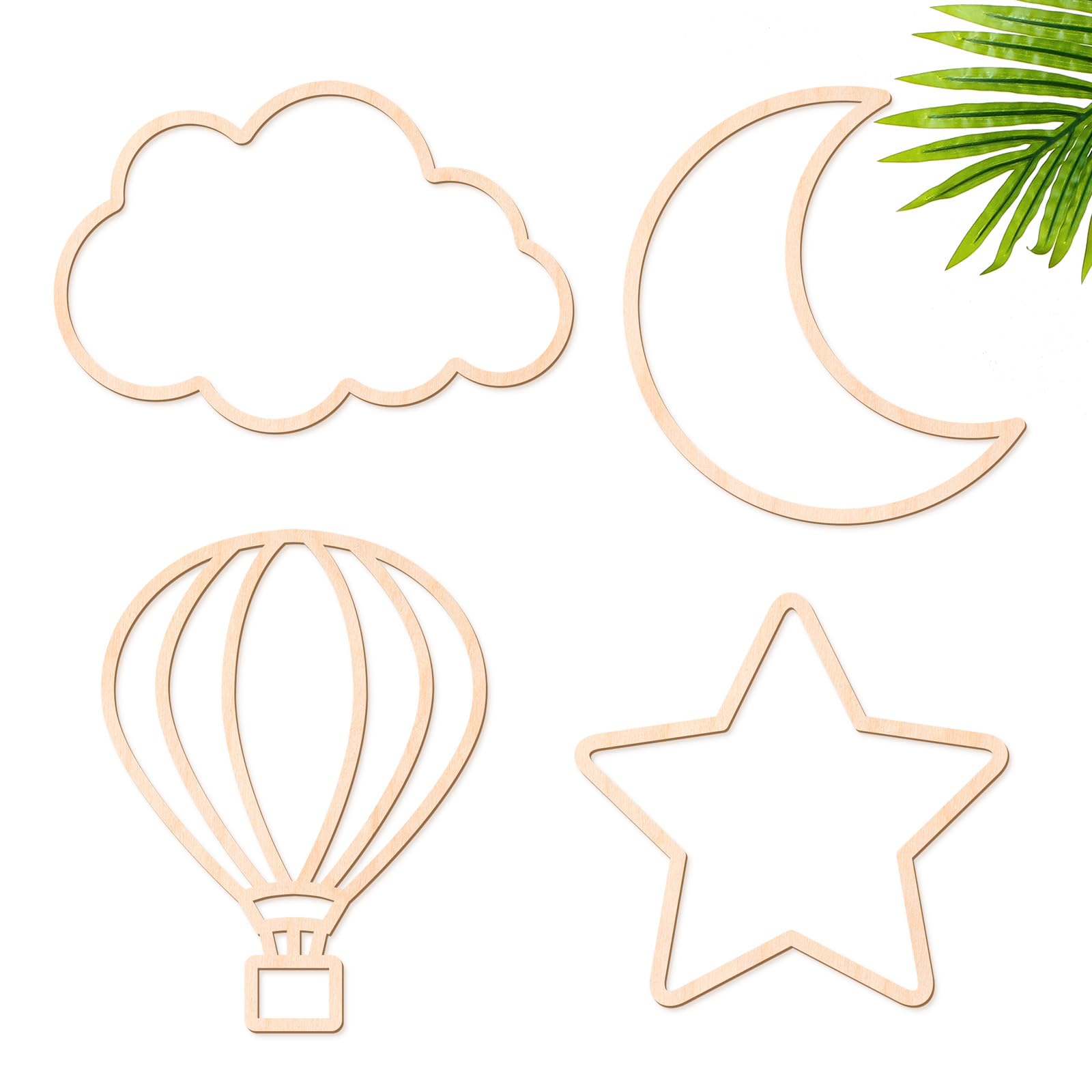 4 Pieces Boho Nursery Cloud Star Wall Decor Wooden Babyroom Moon Rattan Wall Decor Wooden Rainbow for Children Baby Kids Boys Gi
