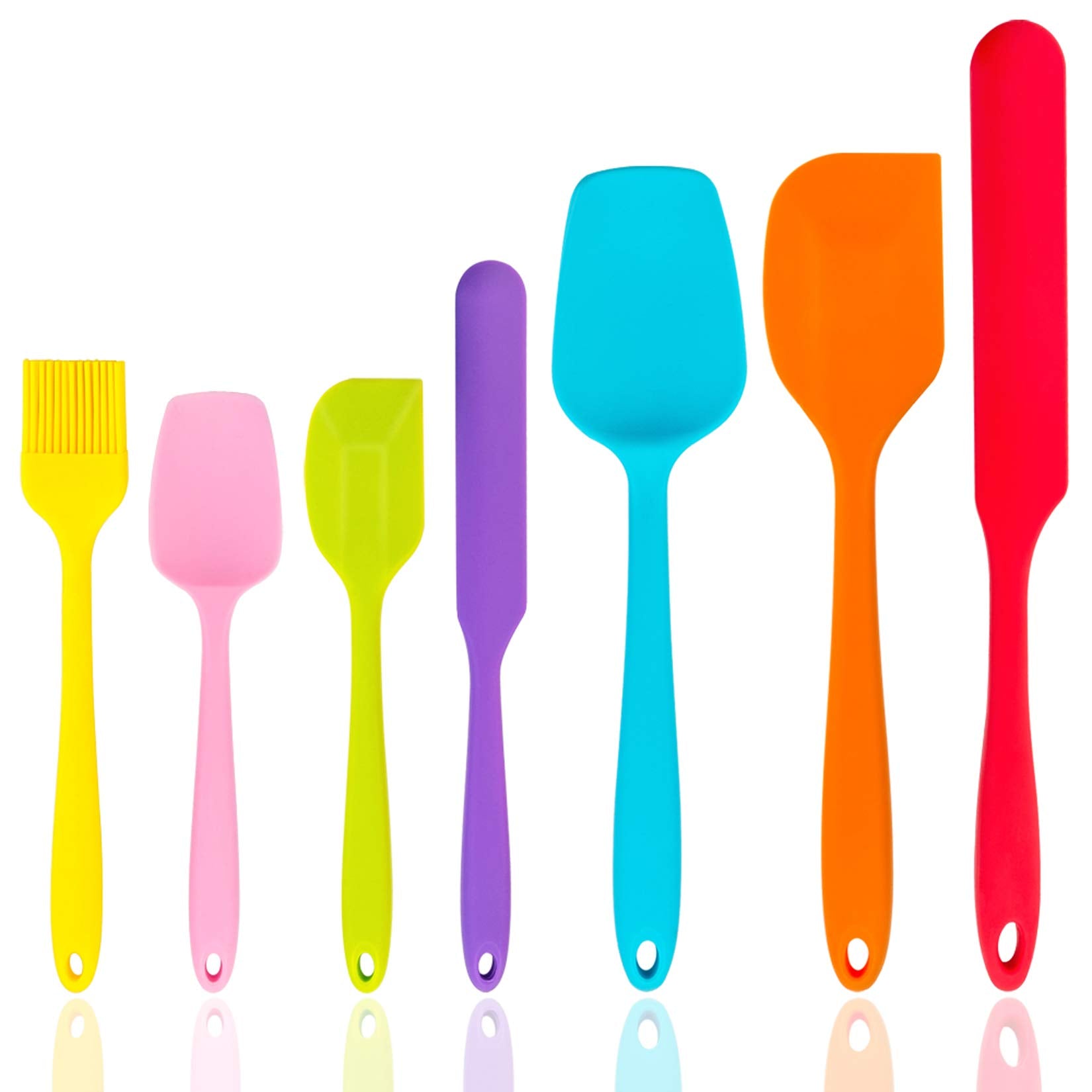 Silicone Spatula Set Of 7, P&P Chef Heat-Resistant Rubber Spatula Kitchen Utensils Set For Non-Stick Cooking Baking Decorating M