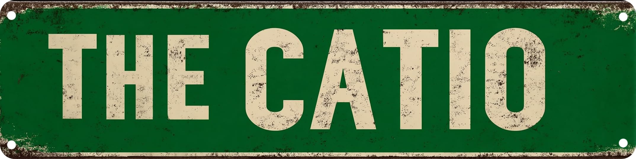 FWBOYSV The Catio Metal Sign 4x16in Funny Cat Patio Plaque for Garden House Indoor Wall Nursery Home Decor Gift