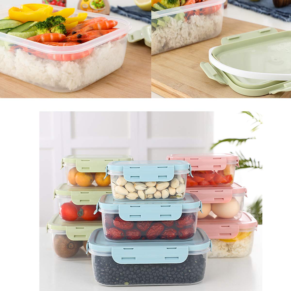 Holevifo Food Containers Set With Lids Airtight - Plastic Lunch Bento Boxes - Meal Prep Containers, Microwave, Dishwasher, And F