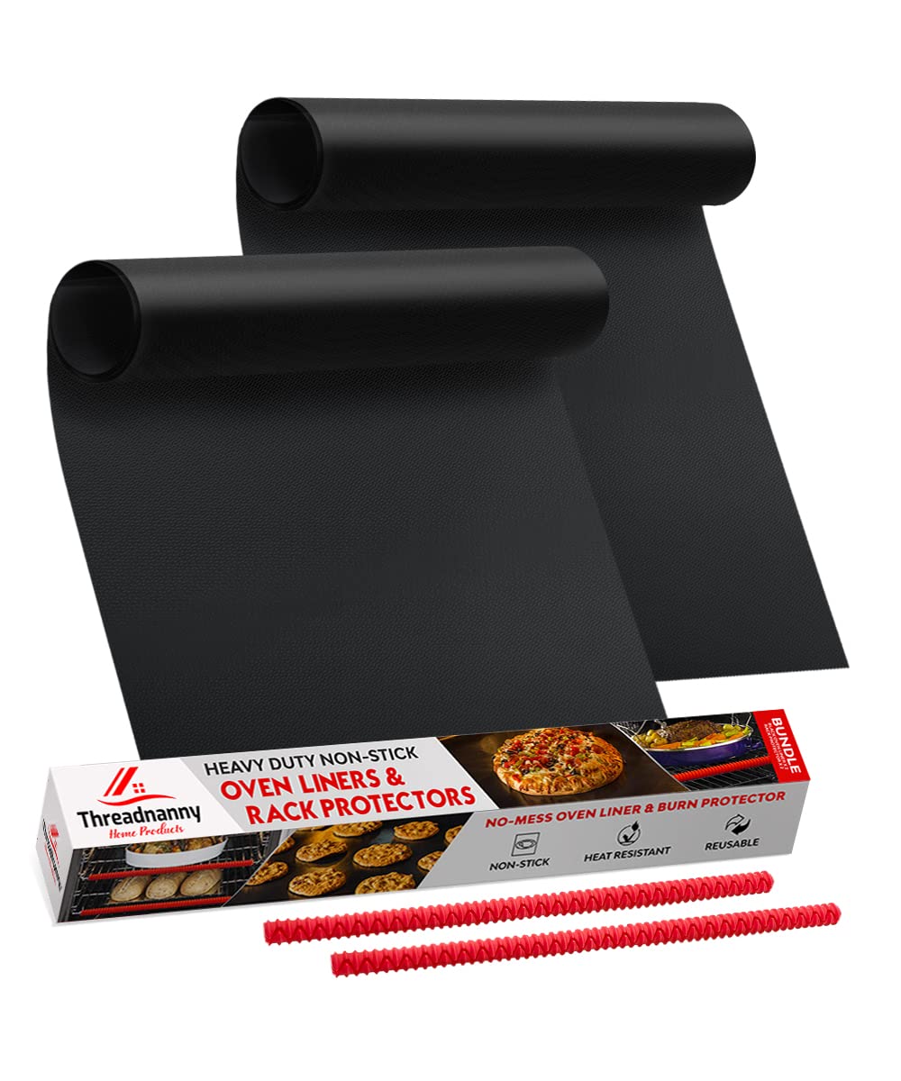 Oven Liners For Bottom Of Oven (2-Pack) Bundled With Rack Shield Guard (2-Pack) - Large Mats For The Bottom (17''X 25'') And 14'