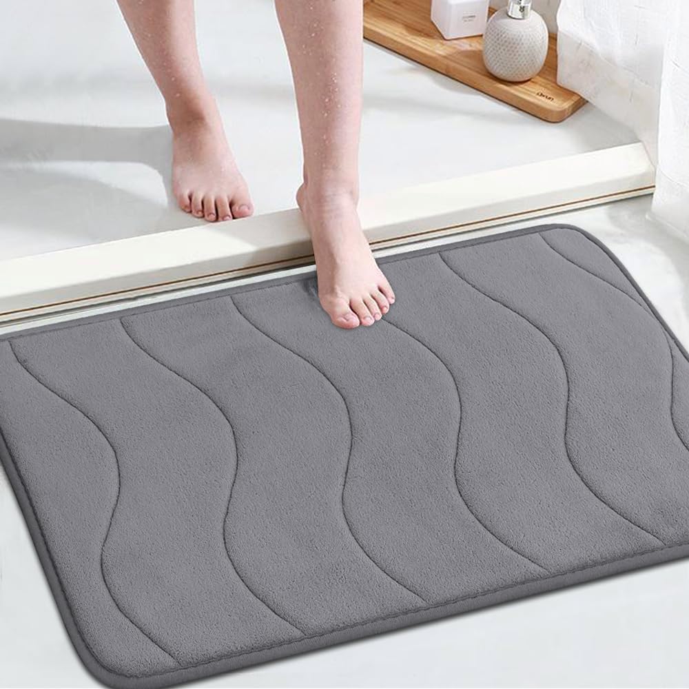 Memory Foam Bath Mat For Bathroom Non Slip Bath Rug Velvet Thick Soft And Comfortable Water Absorbent Machine Washable Easier To