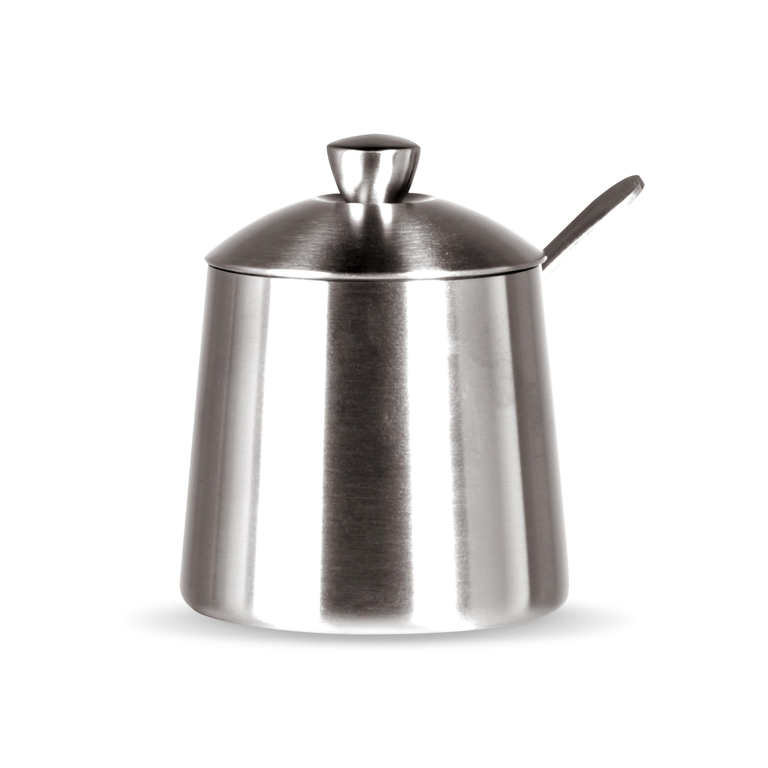 Frieling Usa 18/10 Brushed Stainless Steel Sugar Bowl With Spoon - Countertop Jar Holder For Sugar Cubes