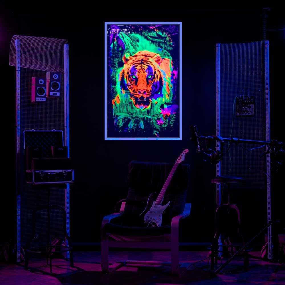 Opticz Jungle Tiger Blacklight Reactive Poster Blacklight Poster 23 X 35In