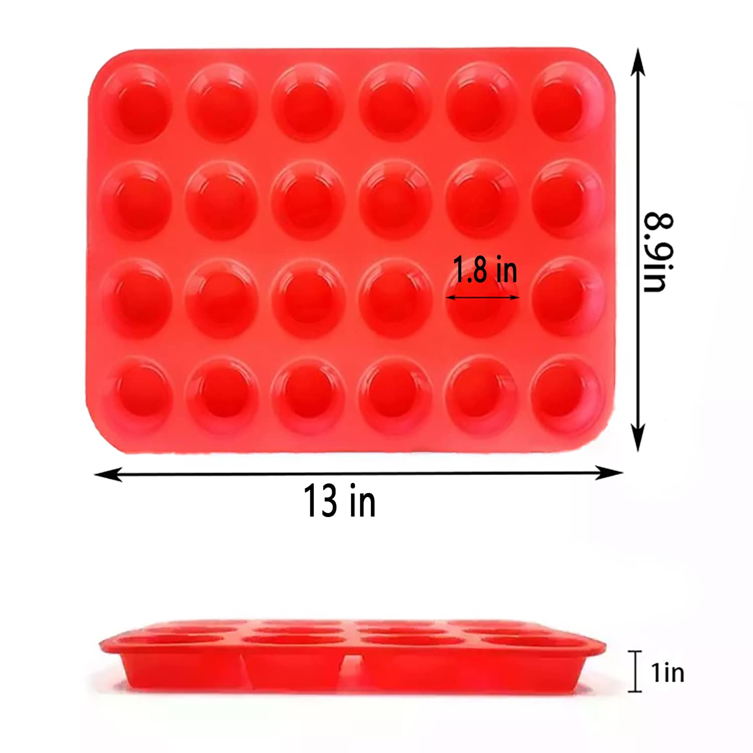 Mini Muffin &Cupcake Set, 24 Cups 2-Pieces, Nonstick Silicone Baking Pan, Bpa Free And Dishwasher Safe, Great For Making Muffin