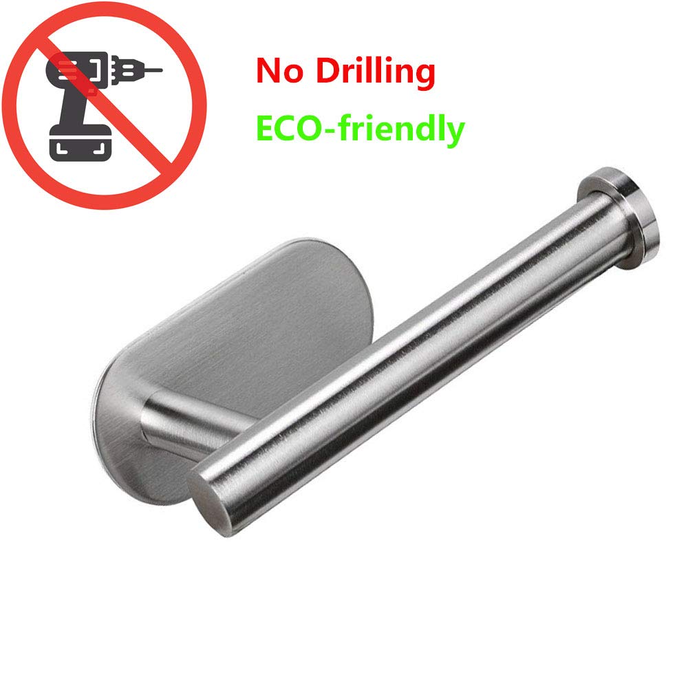 Cerekony Adhesive Toilet Paper Holder, Roll Holder Small Space For Kitchen Bathroom Utility Hooks Stick On Wall Stainless Steel