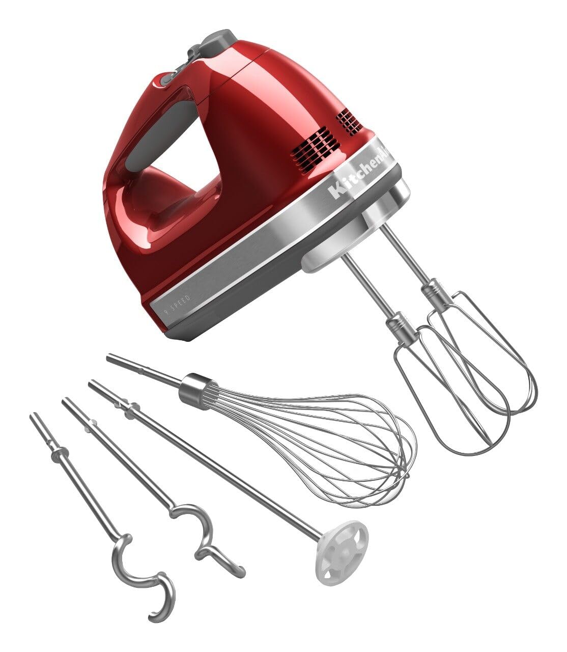 KitchenAid 9Speed Digital Hand Mixer with Turbo Beater II Accessories and Pro Whisk  Candy Apple Red
