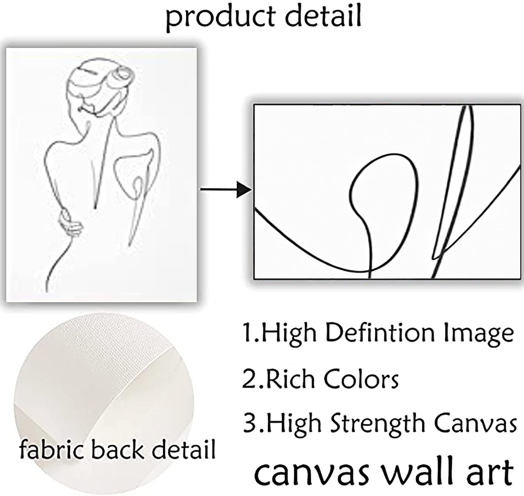 Abstract Line Wall Art Canvas Woman One Line Art Prints Minimalistic Female Body Line Poster Minimal Drawing Canvas Print Black