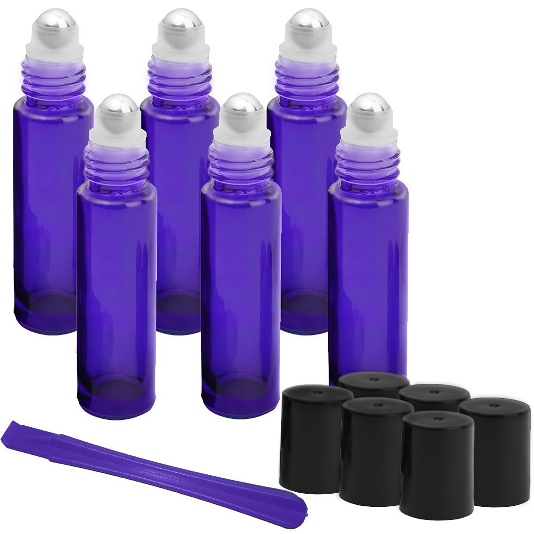Jamhoo Essential Roller Bottles - 10Ml Premium Quality Glass Refillable Essential Oil Roller On Bottles With Lid Opener Pry Tool