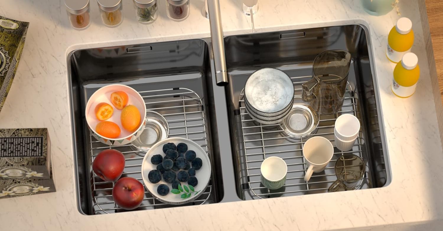 Alonsoo Sink Protectors for Kitchen Sink Stainless Steel Sink Grid  Sink Rack for bottom of Sink 13.2''L?1.6''W with Rear Drain 1 Pack