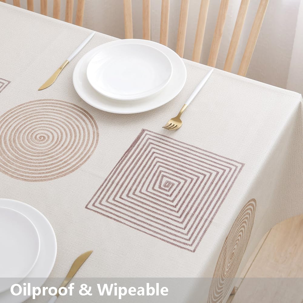 Trudelve Heavy Duty Vinyl Table Cloth For Kitchen Dining Table Wipeable Pvc Tablecloth For Rectangle Table(54X78,Geometry)