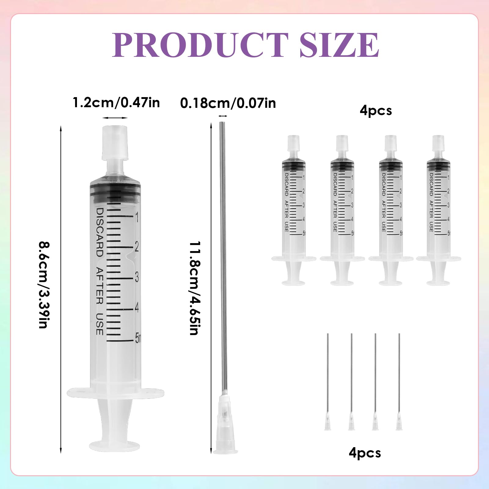 Wxs-Chall 4 Pack-5Ml Plastic Perfume Syringe Extracto Decanter Kit With Blunt Stainless Needle Tip, Suitable For Perfume?Ink?Pen