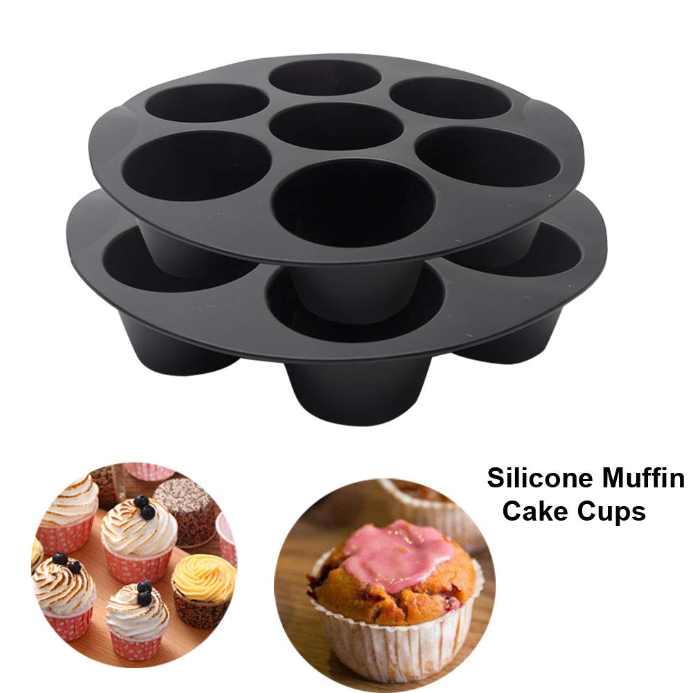 Silicone Muffin Cake Cups For Baking Muffin & Mini Cakes, 7 Cups Non-Stick Egg Muffin Pan Cupcake Tin Tray Home Diy Round Desser